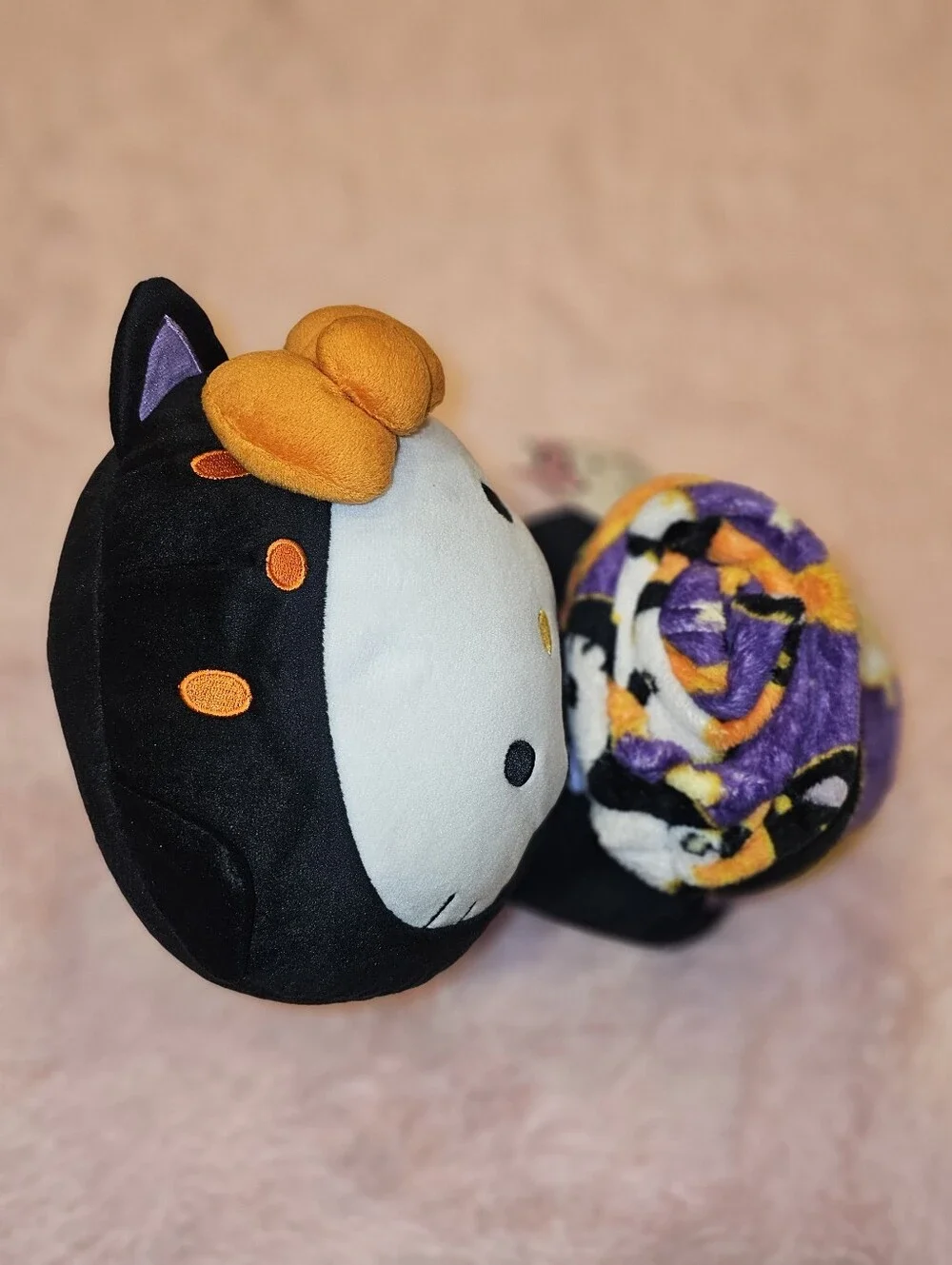 Hello Kitty Halloween Purple Pumpkins Mokn Black Cats Blanket Character Plushie